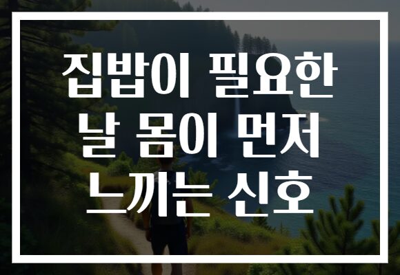 집밥이 필요한 날 몸이 먼저 느끼는 신호