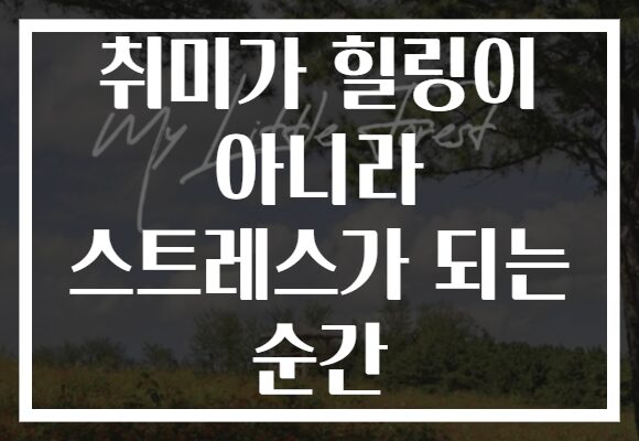 취미가 힐링이 아니라 스트레스가 되는 순간