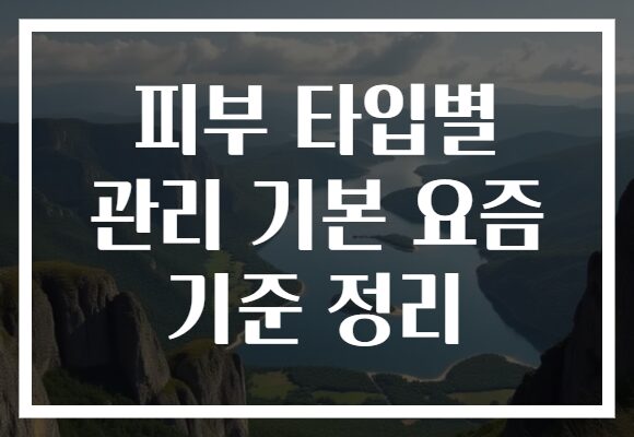 피부 타입별 관리 기본 요즘 기준 정리