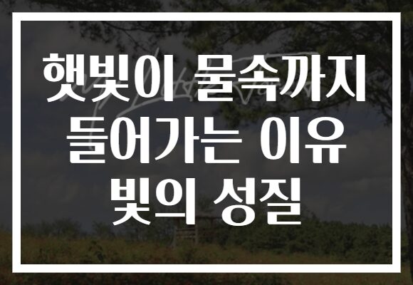 햇빛이 물속까지 들어가는 이유 빛의 성질