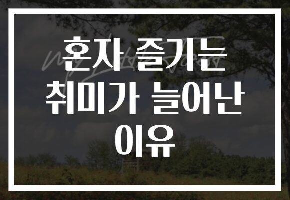 혼자 즐기는 취미가 늘어난 이유