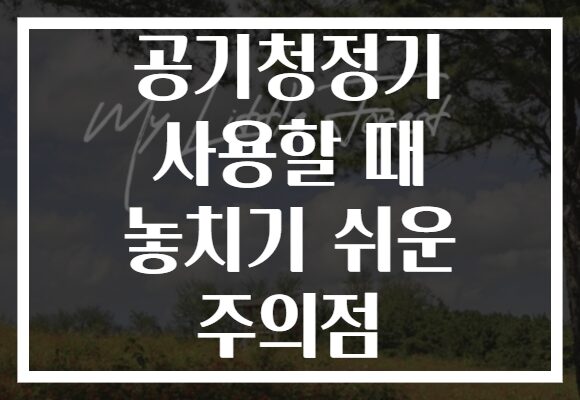 공기청정기 사용할 때 놓치기 쉬운 주의점