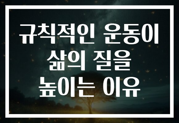 규칙적인 운동이 삶의 질을 높이는 이유