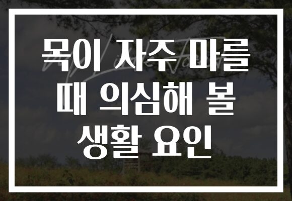 목이 자주 마를 때 의심해 볼 생활 요인