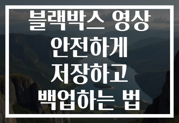 블랙박스 영상 안전하게 저장하고 백업하는 법