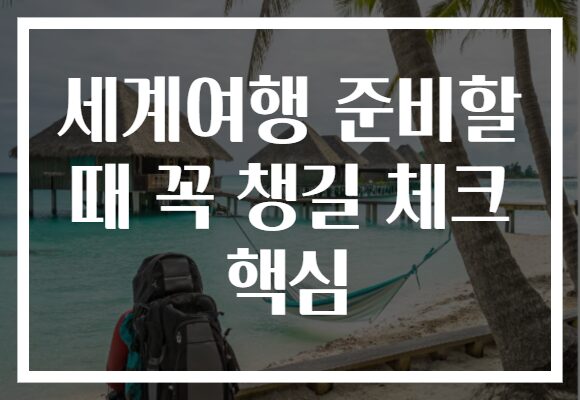 세계여행 준비할 때 꼭 챙길 체크 핵심