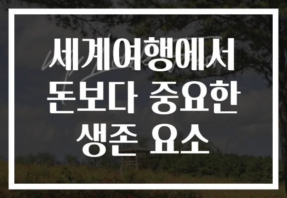 세계여행에서 돈보다 중요한 생존 요소