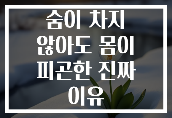숨이 차지 않아도 몸이 피곤한 진짜 이유