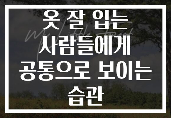 옷 잘 입는 사람들에게 공통으로 보이는 습관