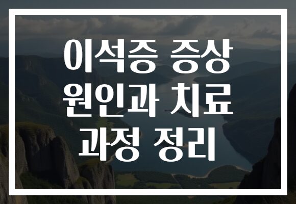 이석증 증상 원인과 치료 과정 정리