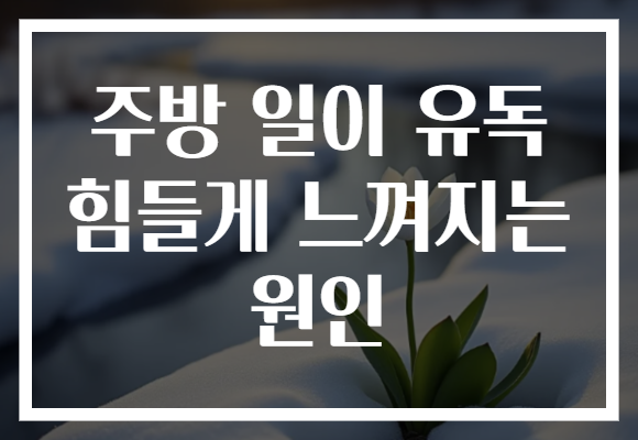 주방 일이 유독 힘들게 느껴지는 원인