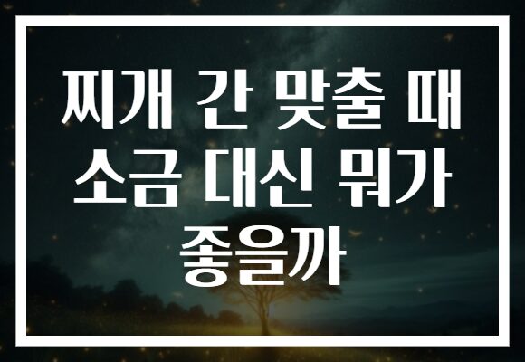 찌개 간 맞출 때 소금 대신 뭐가 좋을까