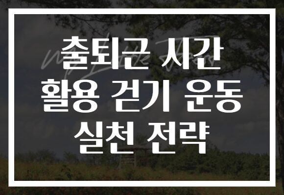 출퇴근 시간 활용 걷기 운동 실천 전략