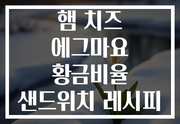햄 치즈 에그마요 황금비율 샌드위치 레시피