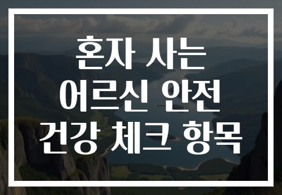 혼자 사는 어르신 안전 건강 체크 항목