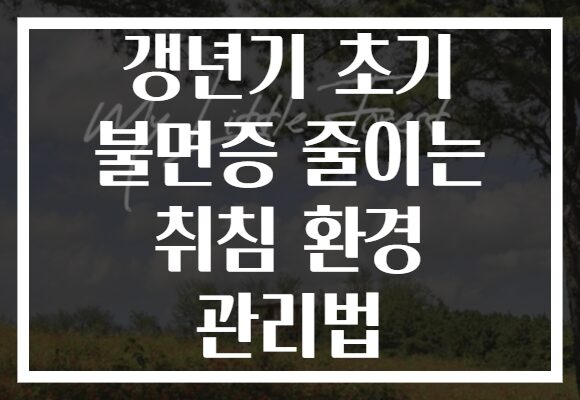 갱년기 초기 불면증 줄이는 취침 환경 관리법