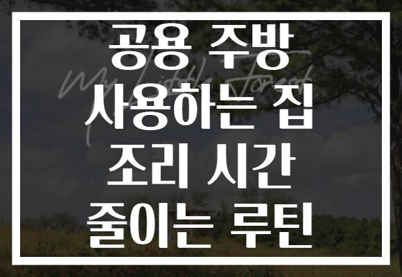 공용 주방 사용하는 집 조리 시간 줄이는 루틴