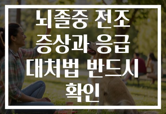 뇌졸중 전조 증상과 응급 대처법 반드시 확인