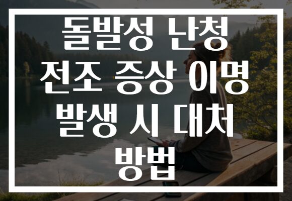 돌발성 난청 전조 증상 이명 발생 시 대처 방법