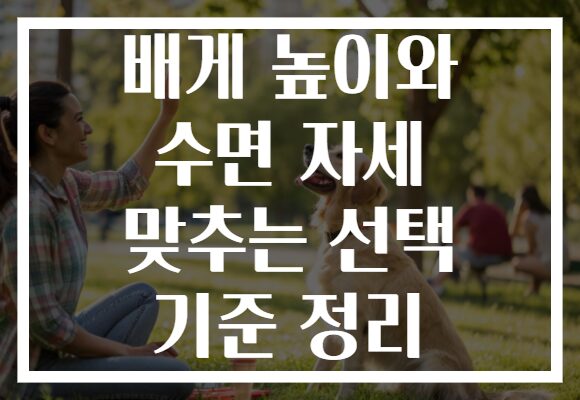 배게 높이와 수면 자세 맞추는 선택 기준 정리
