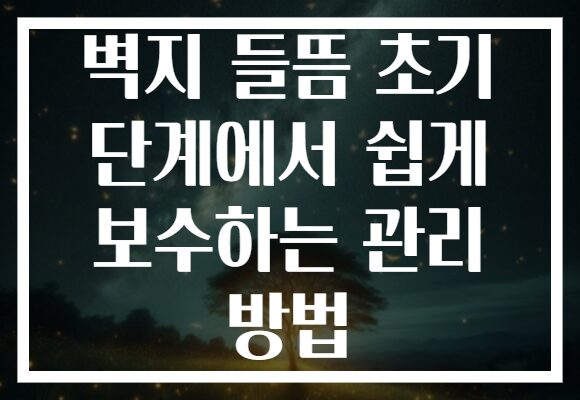 벽지 들뜸 초기 단계에서 쉽게 보수하는 관리 방법