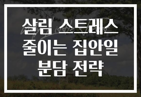 살림 스트레스 줄이는 집안일 분담 전략