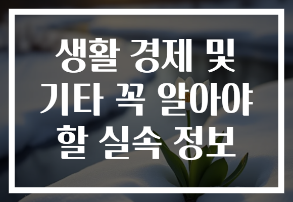 생활 경제 및 기타 꼭 알아야 할 실속 정보