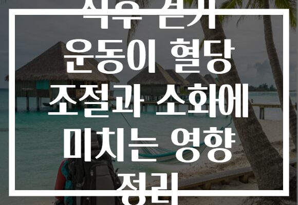 식후 걷기 운동이 혈당 조절과 소화에 미치는 영향 정리