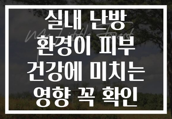 실내 난방 환경이 피부 건강에 미치는 영향 꼭 확인