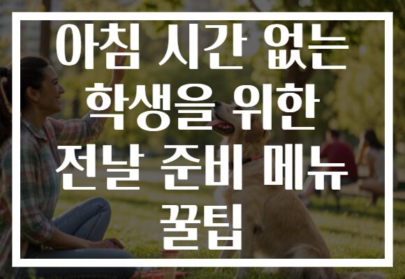 아침 시간 없는 학생을 위한 전날 준비 메뉴 꿀팁