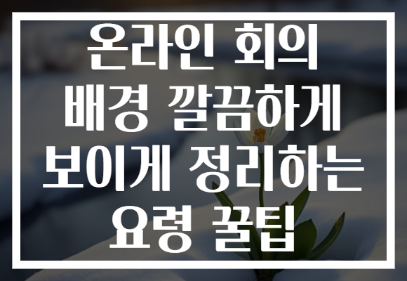 온라인 회의 배경 깔끔하게 보이게 정리하는 요령 꿀팁