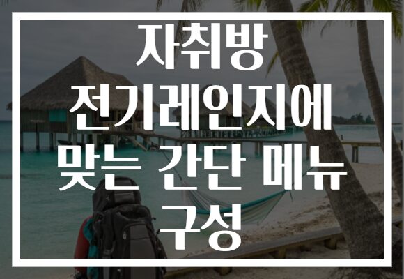 자취방 전기레인지에 맞는 간단 메뉴 구성