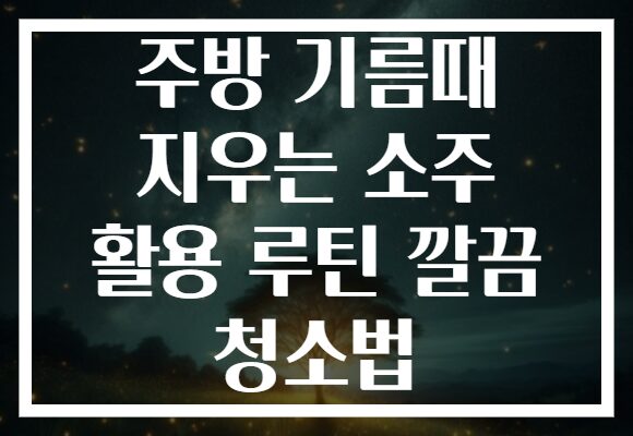 주방 기름때 지우는 소주 활용 루틴 깔끔 청소법