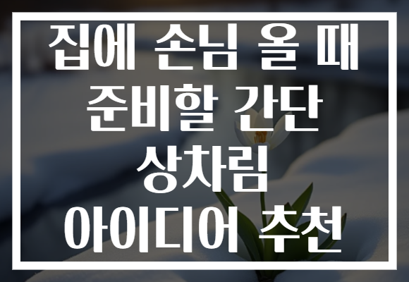 집에 손님 올 때 준비할 간단 상차림 아이디어 추천