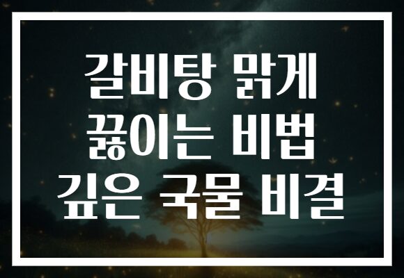 갈비탕 맑게 끓이는 비법 깊은 국물 비결