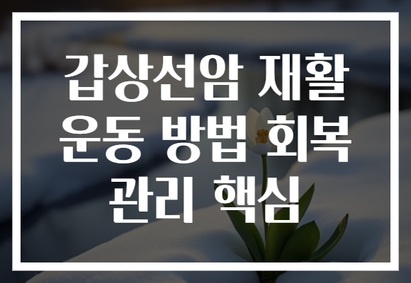 갑상선암 재활 운동 방법 회복 관리 핵심