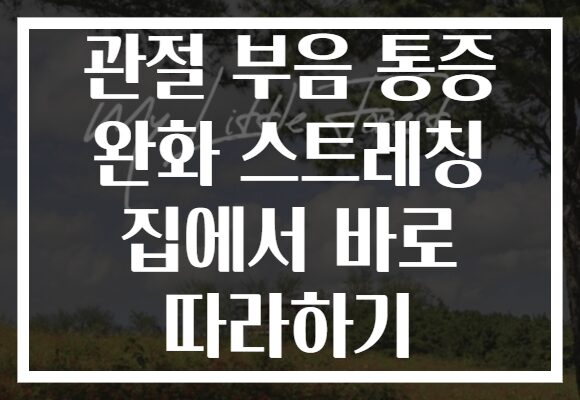 관절 부음 통증 완화 스트레칭 집에서 바로 따라하기