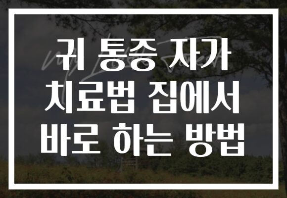 귀 통증 자가 치료법 집에서 바로 하는 방법