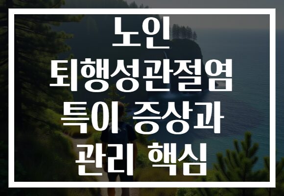 노인 퇴행성관절염 특이 증상과 관리 핵심