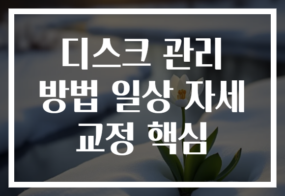 디스크 관리 방법 일상 자세 교정 핵심