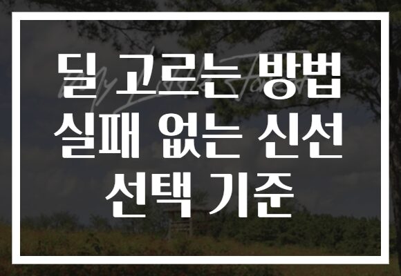 딜 고르는 방법 실패 없는 신선 선택 기준