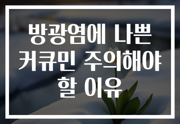 방광염에 나쁜 커큐민 주의해야 할 이유