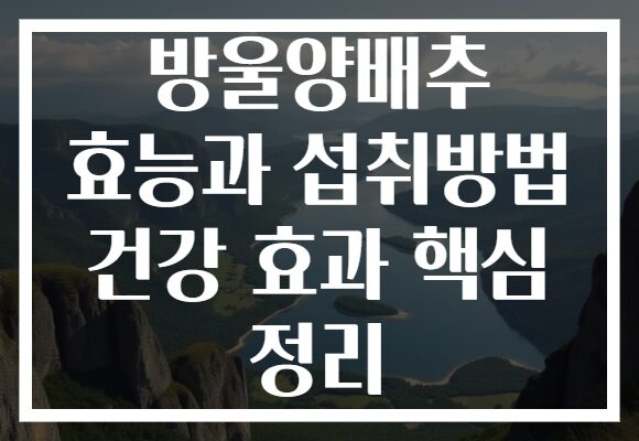 방울양배추 효능과 섭취방법 건강 효과 핵심 정리