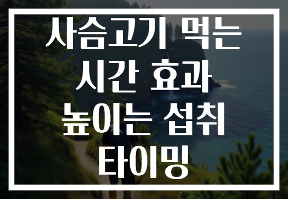사슴고기 먹는 시간 효과 높이는 섭취 타이밍