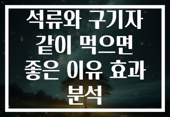 석류와 구기자 같이 먹으면 좋은 이유 효과 분석