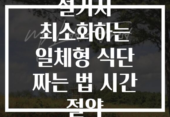 설거지 최소화하는 일체형 식단 짜는 법 시간 절약