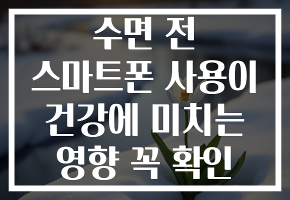 수면 전 스마트폰 사용이 건강에 미치는 영향 꼭 확인