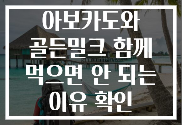 아보카도와 골든밀크 함께 먹으면 안 되는 이유 확인