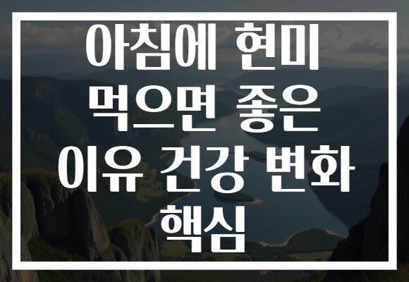 아침에 현미 먹으면 좋은 이유 건강 변화 핵심