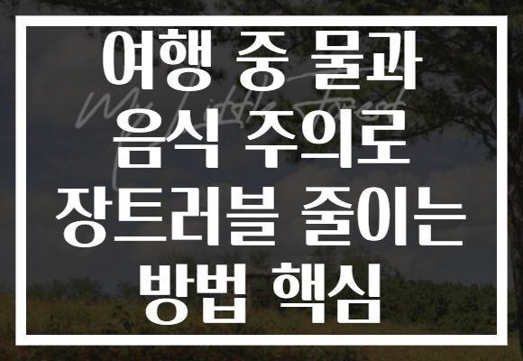 여행 중 물과 음식 주의로 장트러블 줄이는 방법 핵심